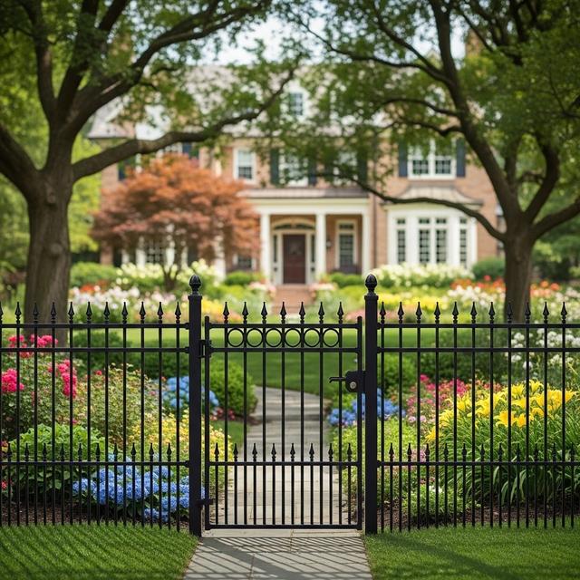 Iron Fence with House in Utah County